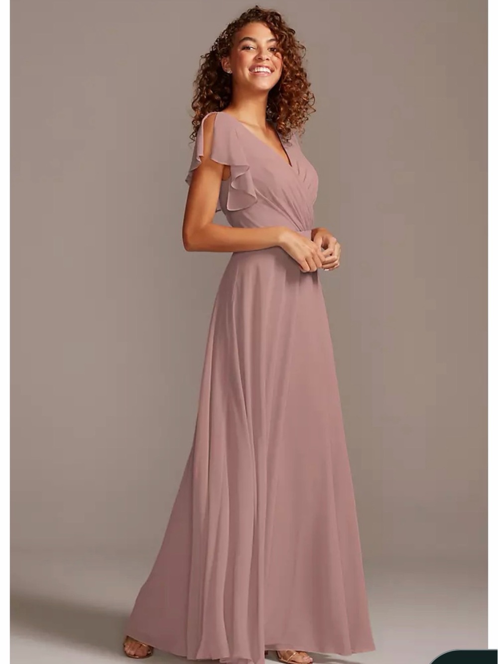 DB Studio Celebrate Dusty Rose Bridesmaid Dress Size 12 Flutter Sleeve
